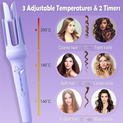 Hair Curler, 32mm Automatic Curling Iron, 3 Adjustable Temperatures And 2 Timer Reminders, Automatic Curling Iron For Long Hair, Double Anti-scald Function, Australian Specification Plug, Suitable For Everyone